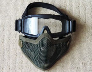 Закрытые тактические очки и сетчатая маска со стальной сеткой, выдерживают любые страйкбольные шары с любой скоростью